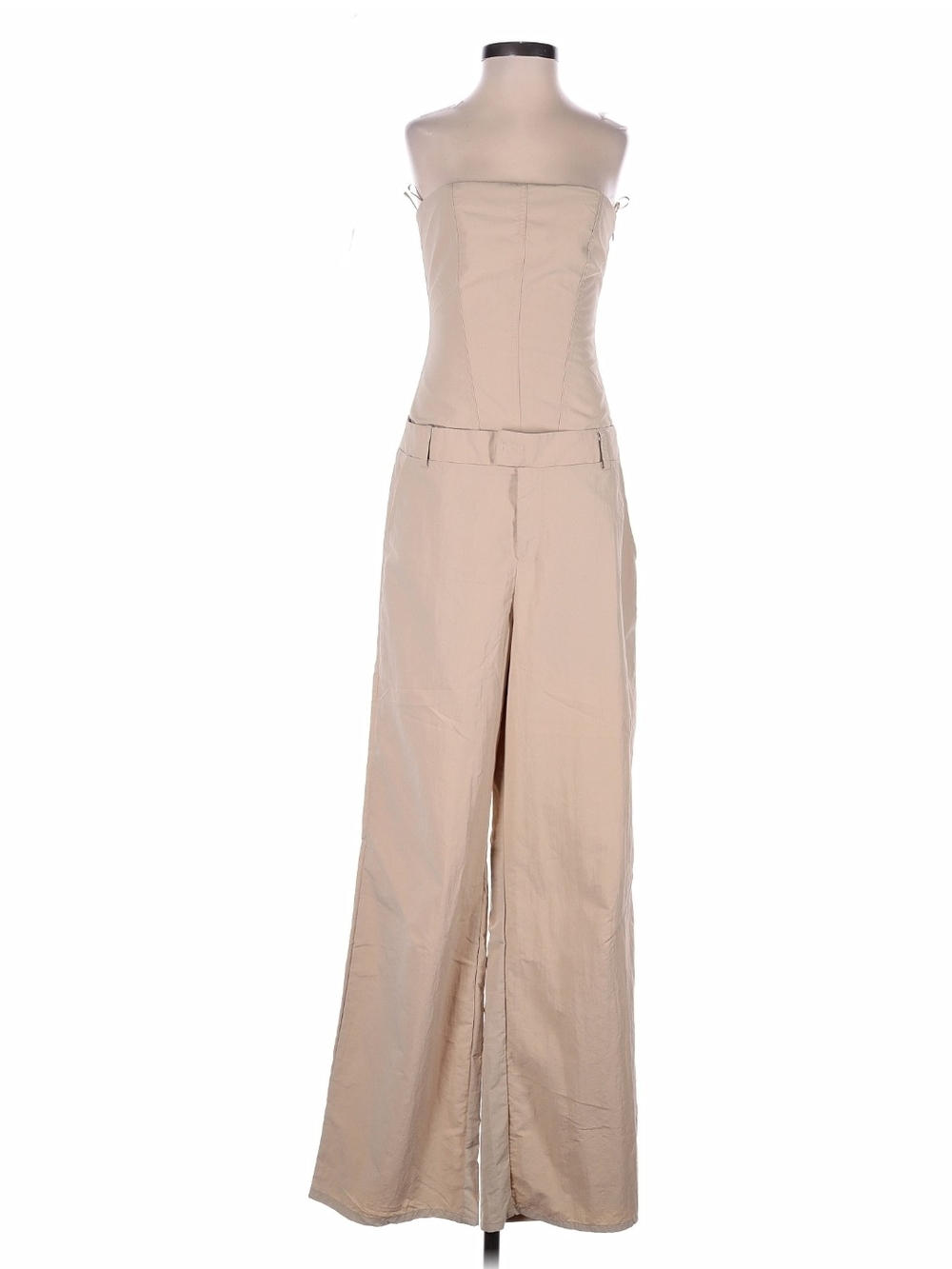 Zara Strapless Wide-Leg Jumpsuit in Beige - L